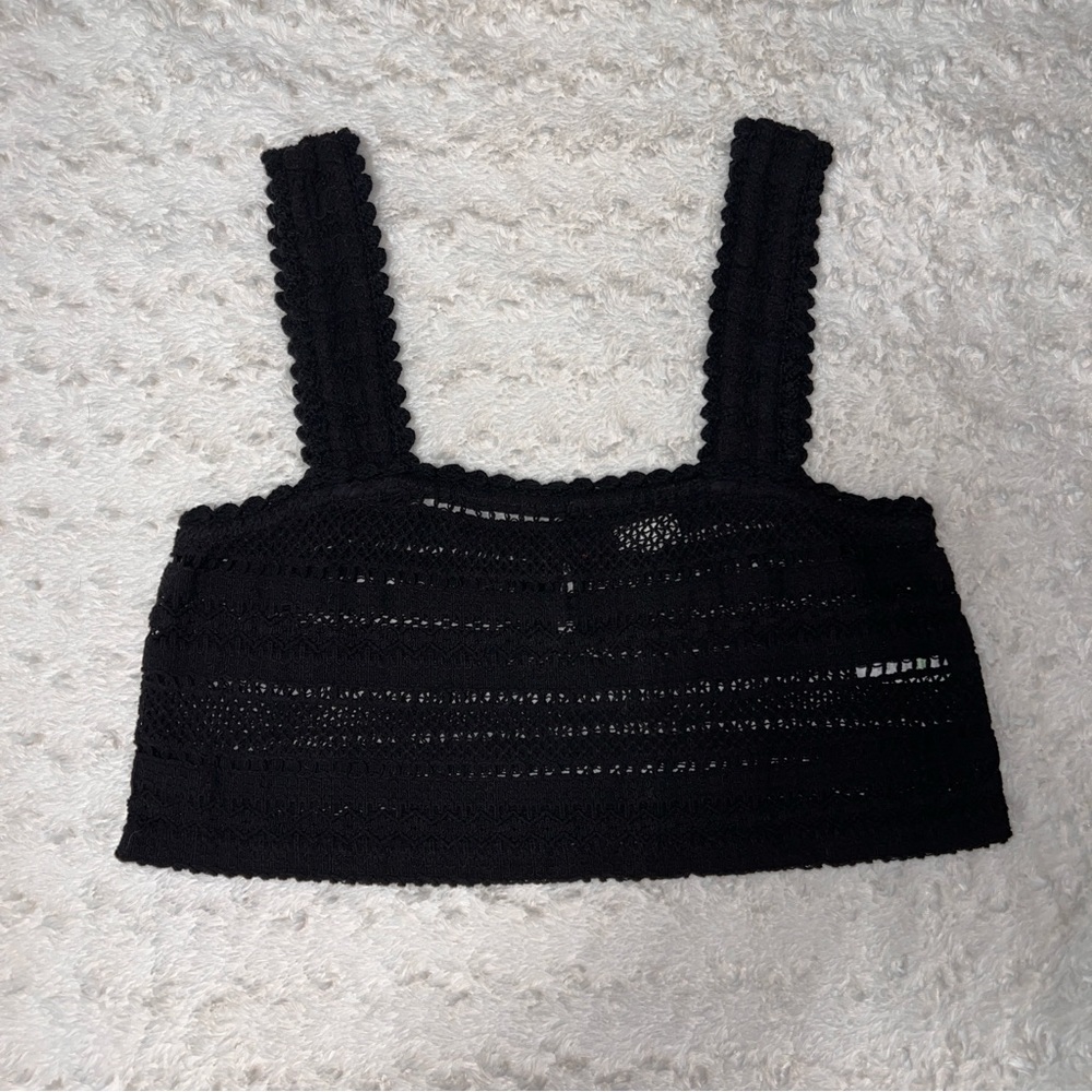 NWOT Aerie crochet crop top (black size small)